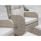 Sandstone Rattan Deluxe Recliner Set with 2 Footstools & Side Tablegarden
